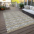 3' X 5' Gray Ivory And Brown Geometric Washable Indoor Outdoor Area Rug