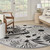 8' Black and White Round Floral Indoor Outdoor Area Rug