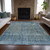5' X 8' Blue And Ivory Abstract Washable Indoor Outdoor Area Rug