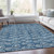 5' X 8' Navy Blue And Ivory Geometric Washable Indoor Outdoor Area Rug Transitional Style - Navy Blue, Ivory Color