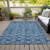 5' X 8' Navy Blue And Ivory Geometric Washable Indoor Outdoor Area Rug Transitional Style - Navy Blue, Ivory Color