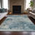 3' X 5' Teal Blue And Beige Abstract Washable Indoor Outdoor Area Rug