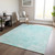 5' X 8' Teal Blue Aqua And Ivory Floral Washable Indoor Outdoor Area Rug