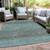 5' X 8' Teal Blue And Brown Geometric Washable Indoor Outdoor Area Rug - Teal Blue, Brown