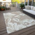 5' X 8' Taupe Beige And Ivory Floral Washable Indoor Outdoor Area Rug