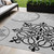 5' X 8' Gray Black And White Floral Medallion Washable Indoor Outdoor Area Rug