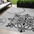 5' X 8' Gray Black And White Floral Medallion Washable Indoor Outdoor Area Rug