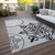 5' X 8' Gray Black And White Floral Medallion Washable Indoor Outdoor Area Rug