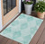 2' X 3' Teal Geometric Washable Non Skid Indoor Outdoor Area Rug