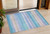 3' X 5' Aqua Lavender And Peach Striped Washable Indoor Outdoor Area Rug