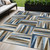 5' X 8' Navy Blue Brown And Beige Geometric Washable Indoor Outdoor Area Rug