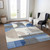 3' X 5' Blue Gray And Ivory Geometric Washable Indoor Outdoor Area Rug
