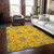 3' X 5' Yellow And Teal Blue Geometric Washable Indoor Outdoor Area Rug