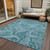 5' X 8' Turquoise And Ivory Paisley Washable Indoor Outdoor Area Rug