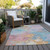 5' X 8' Teal Blue Gold And Pink Abstract Washable Indoor Outdoor Area Rug