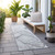 8' Runner Gray Abstract Washable Non Skid Indoor Outdoor Runner Rug
