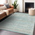5' X 8' Teal Blue Striped Washable Indoor Outdoor Area Rug