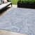 5' X 8' Denim Blue Sky Blue And Ivory Paisley Washable Indoor Outdoor Area Rug