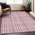 5' X 8' Blush Gray And Ivory Plaid Washable Indoor Outdoor Area Rug