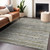 3' X 5' Pewter Striped Washable Indoor Outdoor Area Rug