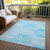 3' X 5' Teal Abstract Washable Non Skid Indoor Outdoor Area Rug Contemporary Style - Teal Blue Color