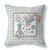 26" X 26" White And Blue Bird Blown Seam Floral Indoor Outdoor Throw Pillow