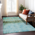 3' X 5' Teal Blue And Gold Abstract Washable Indoor Outdoor Area Rug