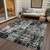 5' X 8' Black And Gray Abstract Washable Indoor Outdoor Area Rug