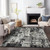5' X 8' Black And Gray Abstract Washable Indoor Outdoor Area Rug