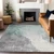 5' X 8' Pale Aqua And Gray Abstract Washable Indoor Outdoor Area Rug