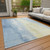 5' X 8' Denim Blue And Beige Abstract Washable Indoor Outdoor Area Rug