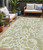 5' X 8' Sage And Ivory Damask Washable Indoor Outdoor Area Rug
