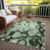 5' X 8' Artichoke Green And Emerald Abstract Washable Indoor Outdoor Area Rug