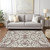 3' X 5' Taupe And Ivory Damask Washable Indoor Outdoor Area Rug