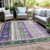 5' X 8' Green And Purple Striped Washable Indoor Outdoor Area Rug