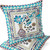 Set of Two 16" X 16" Blue and Purple Peacock Blown Seam Floral Indoor Outdoor Throw Pillow Polyester Home Accent