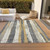 3' X 5' Gold And Gray Striped Washable Indoor Outdoor Area Rug - Gold, Gray