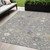 5' X 8' Gray Gold And Ivory Oriental Washable Indoor Outdoor Area Rug