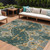 5' X 8' Green Gray And Gold Ikat Washable Indoor Outdoor Area Rug