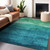 5' X 8' Teal Blue And Green Abstract Washable Indoor Outdoor Area Rug