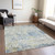 3' X 5' Blue Gray And Green Abstract Washable Indoor Outdoor Area Rug