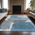 5' X 8' Denim Blue And Gray Abstract Washable Indoor Outdoor Area Rug - 880016804621