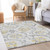 3' X 5' Silver Gray And Gold Floral Washable Indoor Outdoor Area Rug