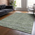 5' X 8' Olive Green And Gray Striped Washable Indoor Outdoor Area Rug