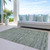 5' X 8' Olive Green And Gray Striped Washable Indoor Outdoor Area Rug