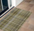 2' X 3' Green Beige and Gray Plaid Washable Non Skid Indoor Outdoor Area Rug