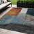 5' X 8' Copper Green And Gray Abstract Washable Indoor Outdoor Area Rug