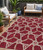 5' X 8' Burgundy And Gold Geometric Washable Indoor Outdoor Area Rug