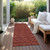 8' Runner Burgundy Geometric Washable Non Skid Indoor Outdoor Runner Rug