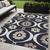 5' X 8' Black Ivory And Taupe Medallion Washable Indoor Outdoor Area Rug - 608219022952